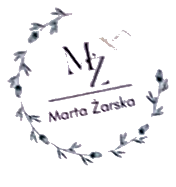 Logo Marta Żarska Head Spa, wieniec ziół z monogramem MŻ